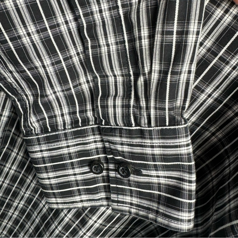 MEXX Men's Semi-Slim Fit Coupe Semi-Adjustee Button Up Shirt Black White Size L - Picture 7 of 9